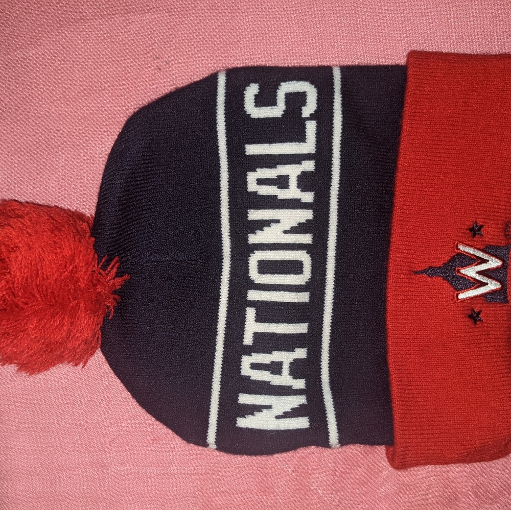 Washington Nationals beenie style hat with pom